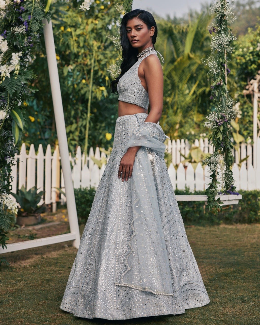 Party Wear Metallic Pink Color Embroidered Work Lehenga Choli