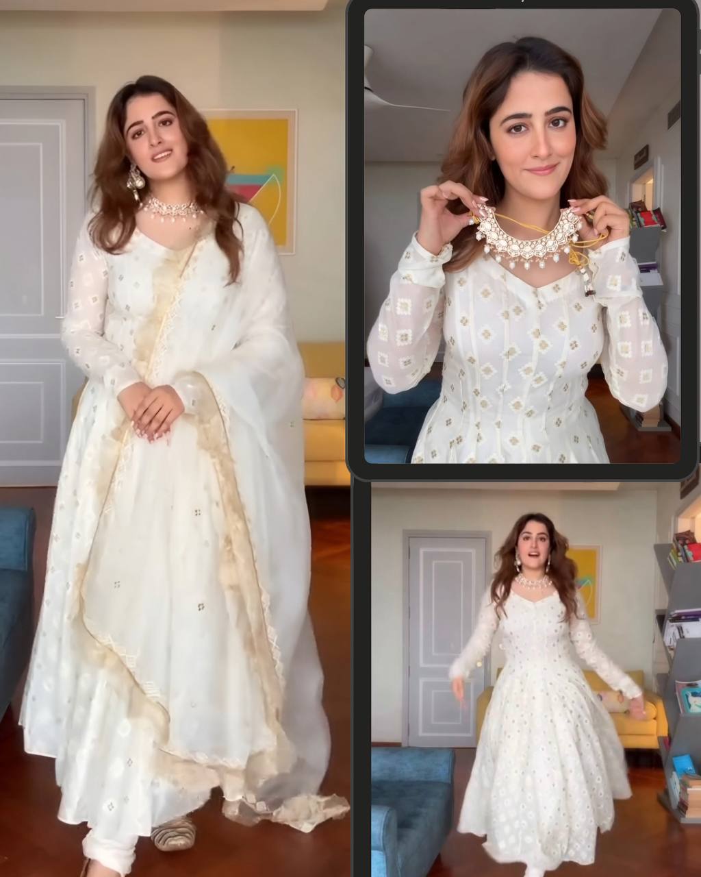 Wedding Wear White Color Embroidery With Sequins Anarkali Suit Set