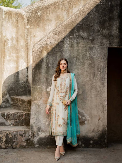 White Color Silk Embroidered Fully Stitched Designer Plazzo Suit Set