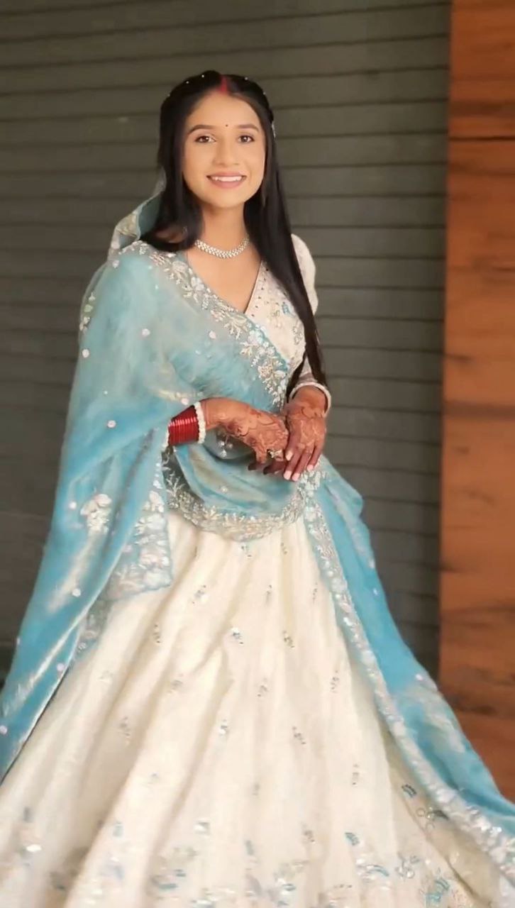 Marriage Special Sky Blue Color Embroidered With Sequence Work Lehenga Choli