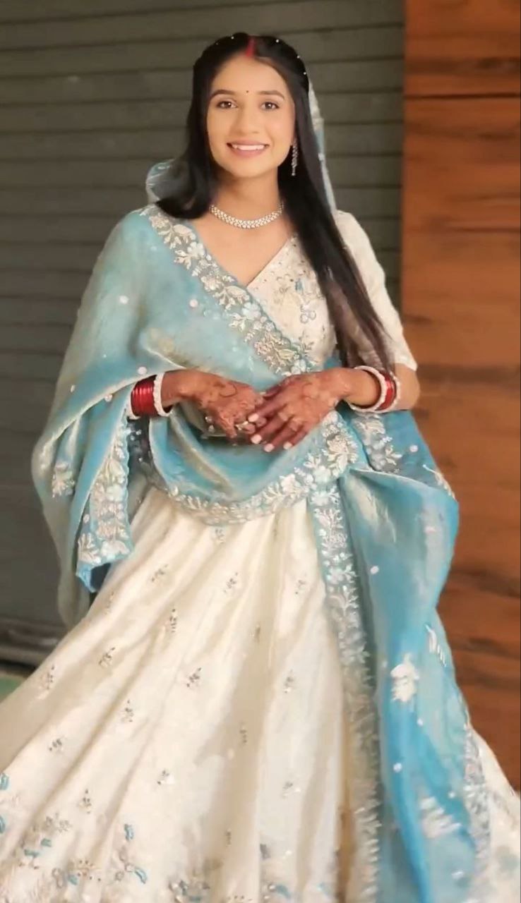 Marriage Special Sky Blue Color Embroidered With Sequence Work Lehenga Choli