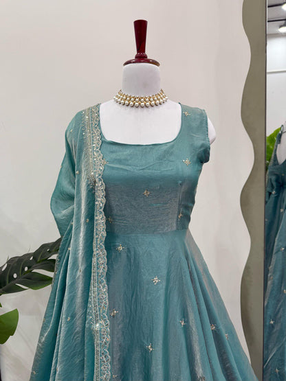 Beautiful Sky Blue Color Fancy Silk And Thread With Sequence Work Lehenga Choli