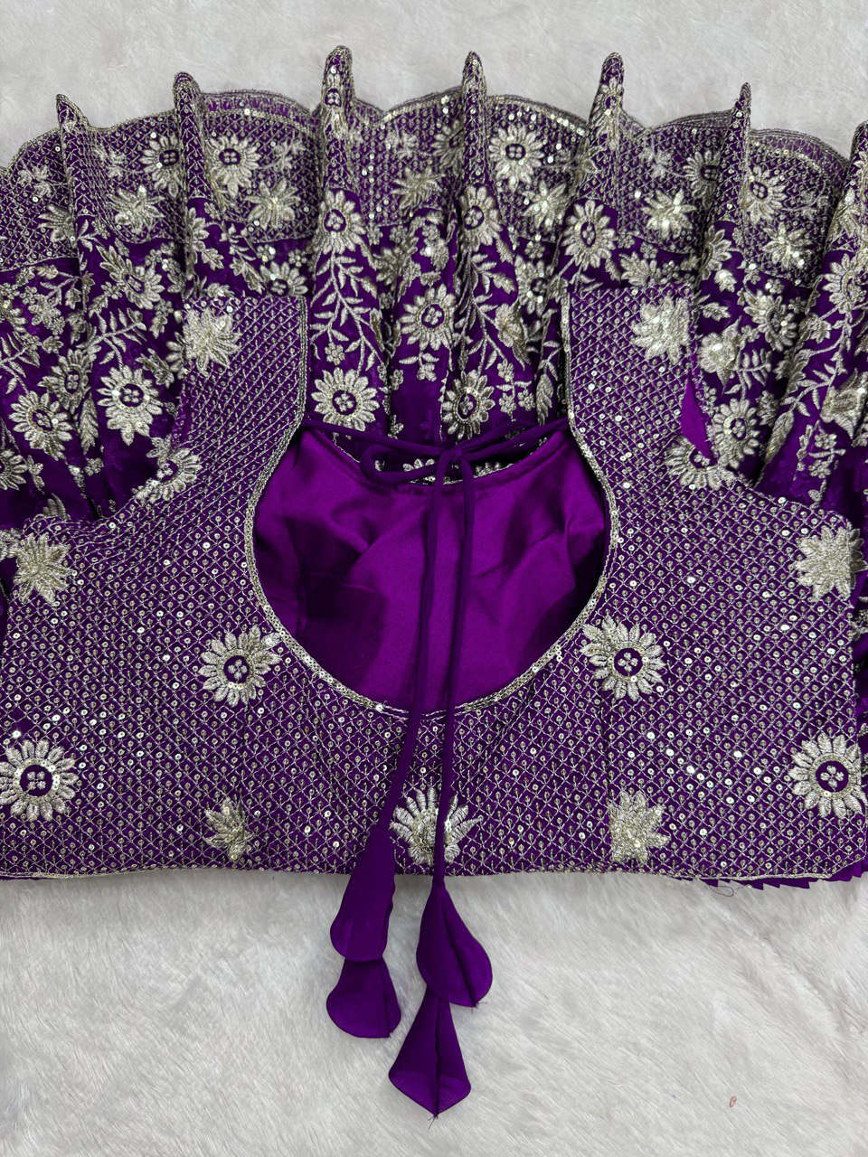Wedding Wear Purple Color Faux Georgette And Thread With Sequence Work Lehenga Choli