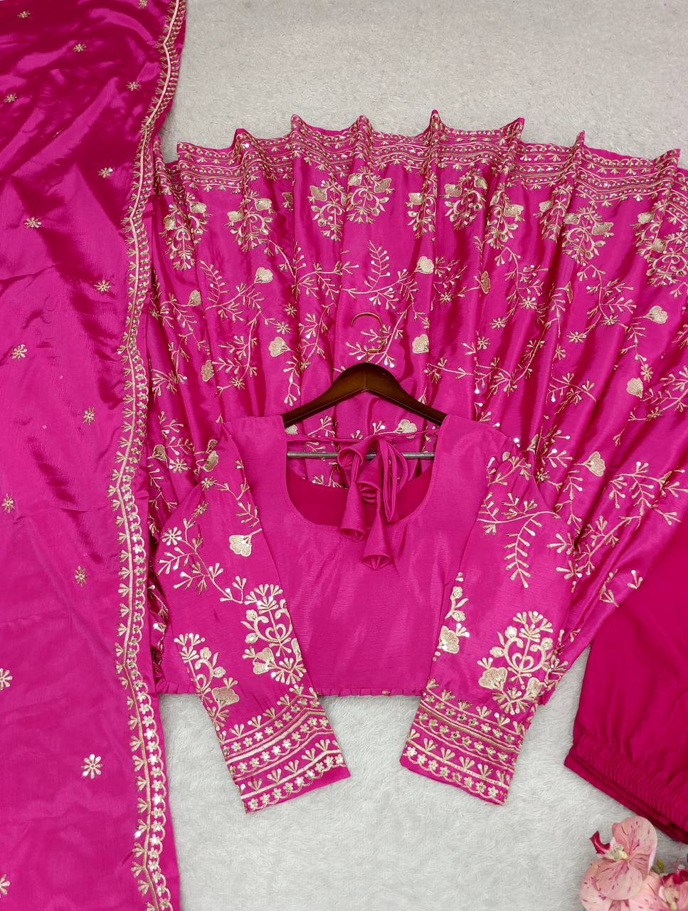 Reception Wear Pink Color Sequence Embroidered Anarkali Suit With Dupatta