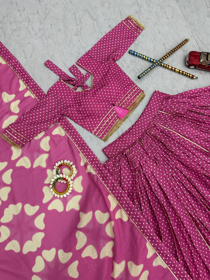 Party Wear Dusty Pink Color Cotton With Digital Printed Designer Lehenga Choli