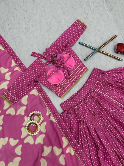 Party Wear Dusty Pink Color Cotton With Digital Printed Designer Lehenga Choli