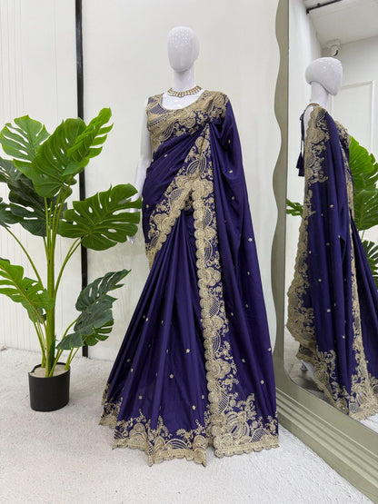 Presenting Blue Color Rangoli Silk And Coding With Sequence Work Saree