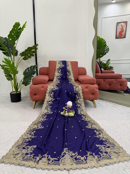 Presenting Blue Color Rangoli Silk And Coding With Sequence Work Saree