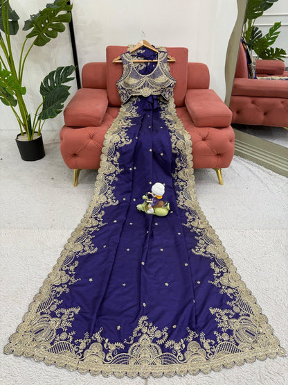 Presenting Blue Color Rangoli Silk And Coding With Sequence Work Saree