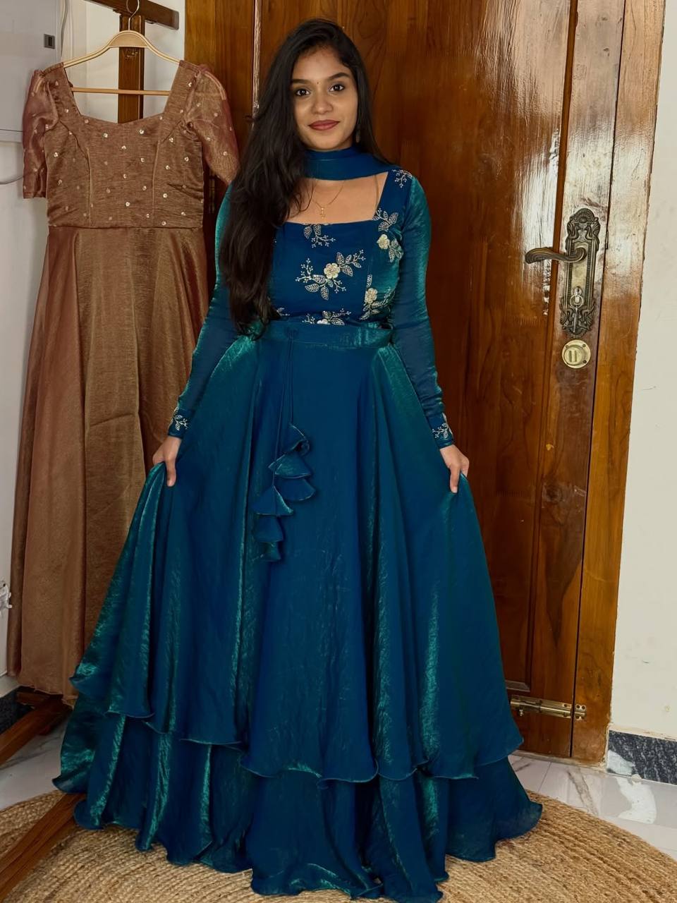Designer Rama Color Fandy Satin Fully Stitched Lehenga Peplum Set