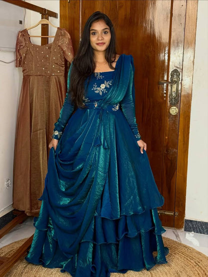 Designer Rama Color Fandy Satin Fully Stitched Lehenga Peplum Set