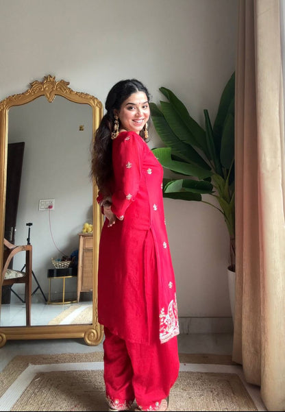 Festive Wear Pink Color Chinon Embroidered Salwar Suit