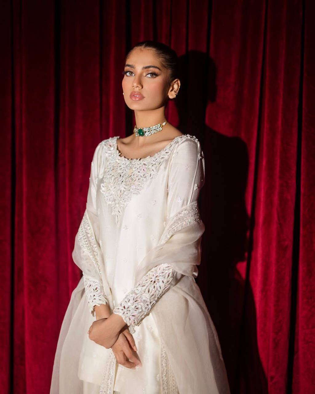 Elegant Festive Wear Off White Roman Silk Designer Salwar Suit