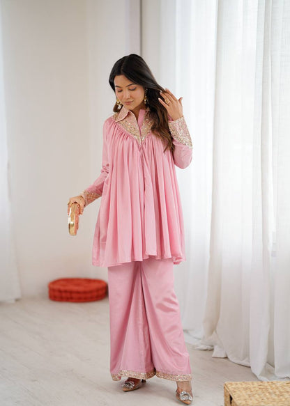 Arti Chauhan's Baby Pink Color Designer Co-Ord Set