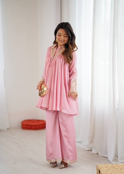 Arti Chauhan's Baby Pink Color Designer Co-Ord Set