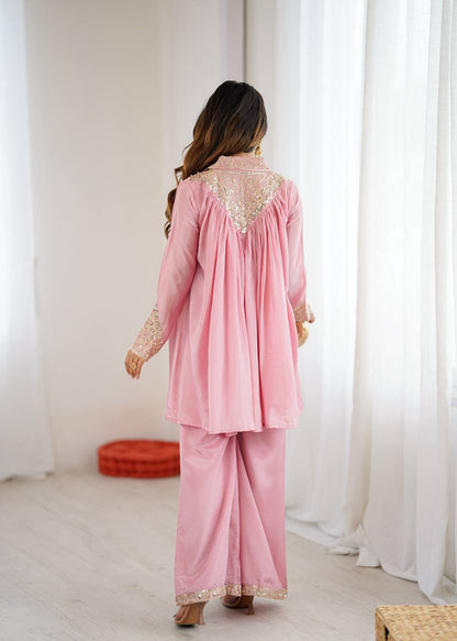 Arti Chauhan's Baby Pink Color Designer Co-Ord Set