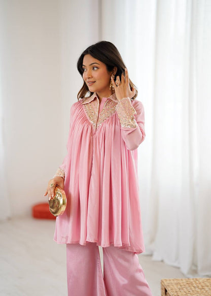 Arti Chauhan's Baby Pink Color Designer Co-Ord Set