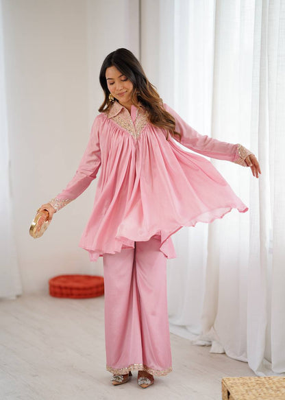 Arti Chauhan's Baby Pink Color Designer Co-Ord Set