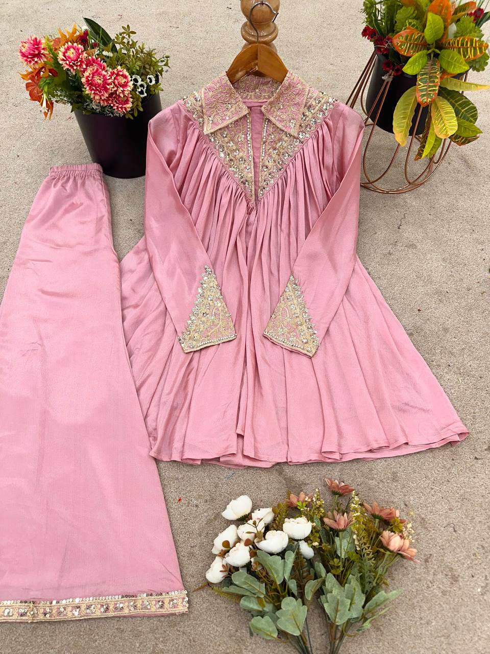 Arti Chauhan's Baby Pink Color Designer Co-Ord Set