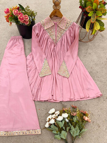 Arti Chauhan's Baby Pink Color Designer Co-Ord Set