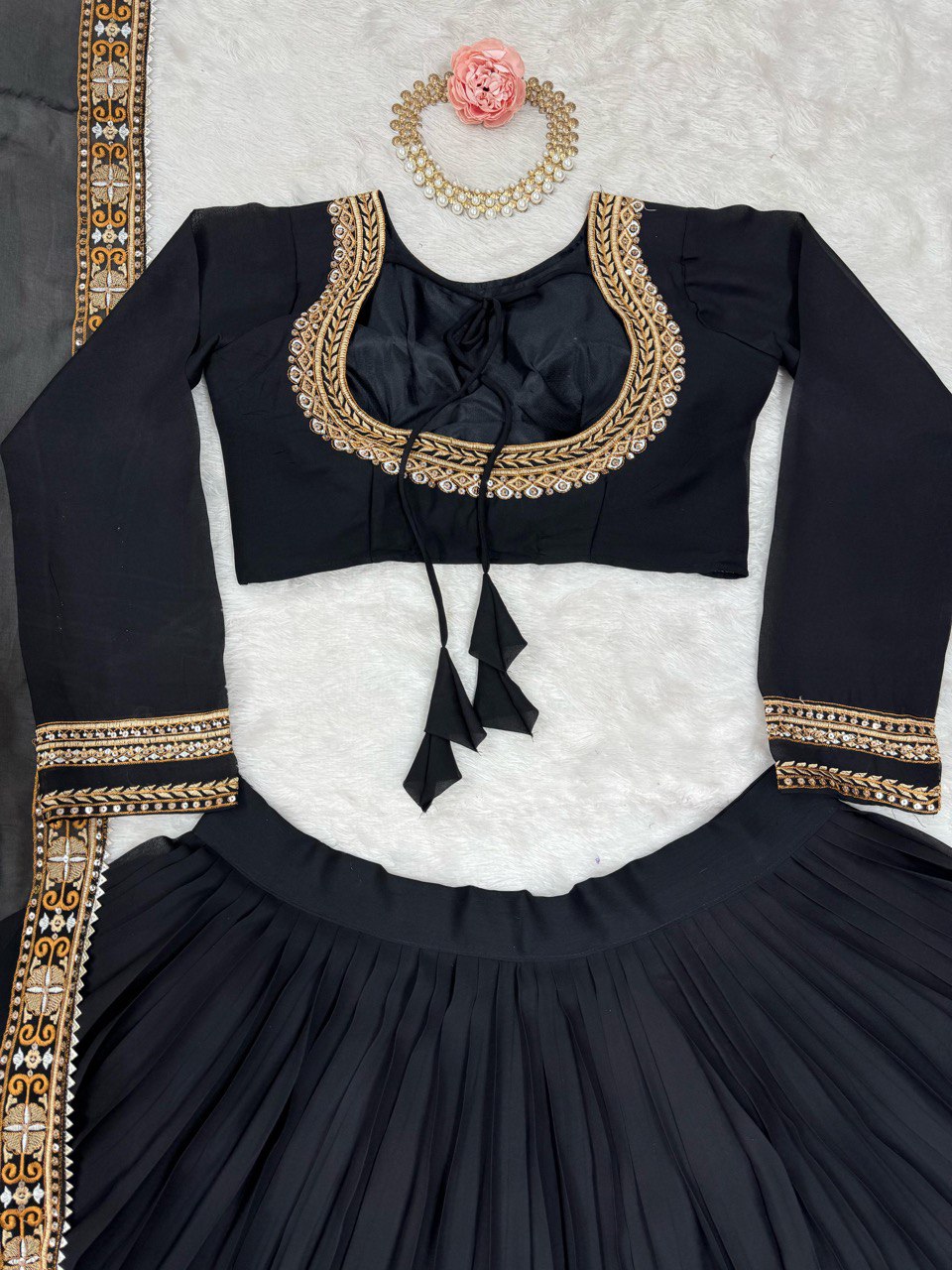 Sangeet Wear Black Color Faux Georgette And Thread With Sequence Work Lehenga Choli
