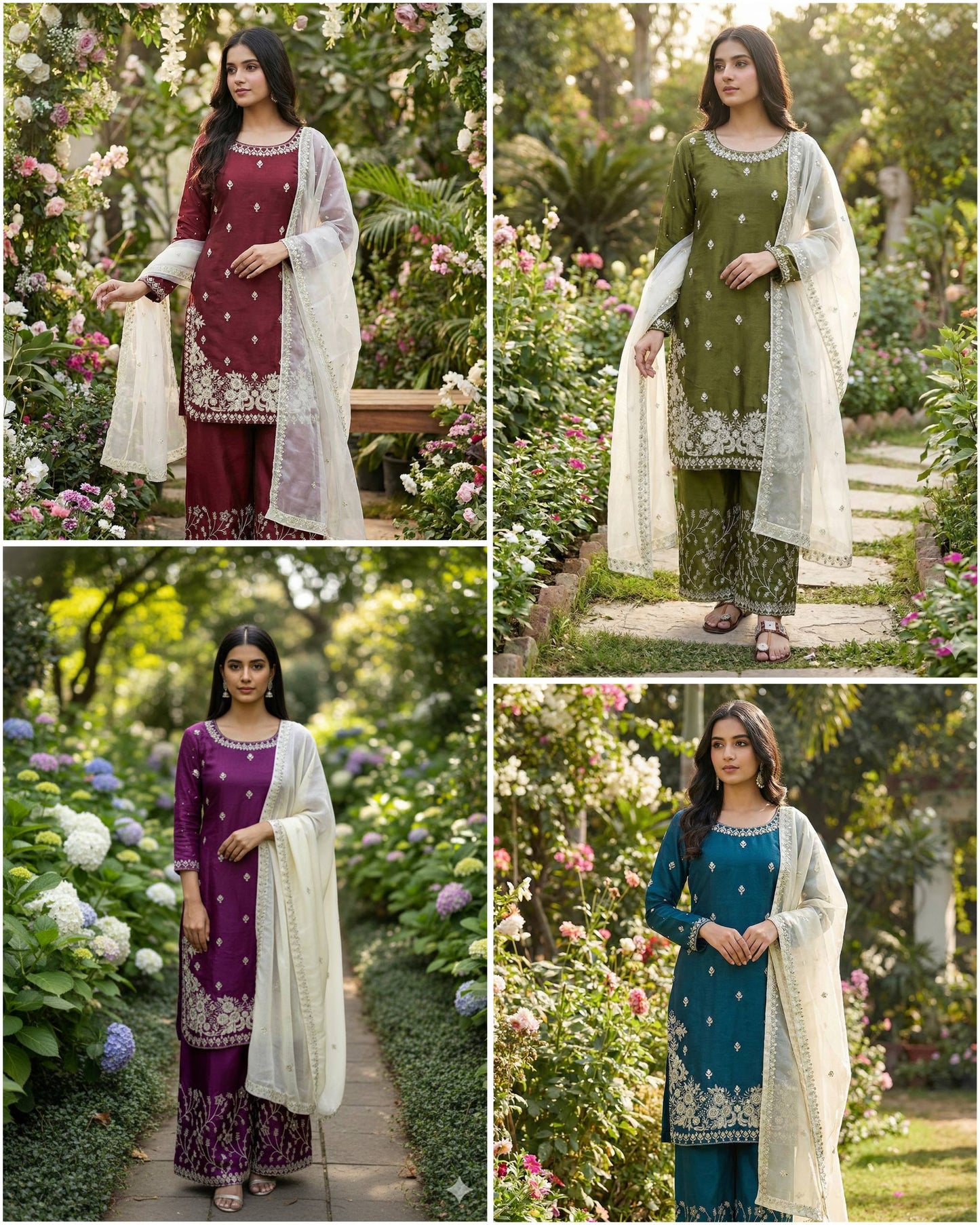 Wedding Wear Sequins Embroidered Designer Palazzo Suit