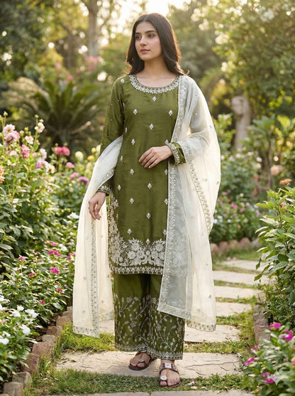 Wedding Wear Sequins Embroidered Designer Palazzo Suit
