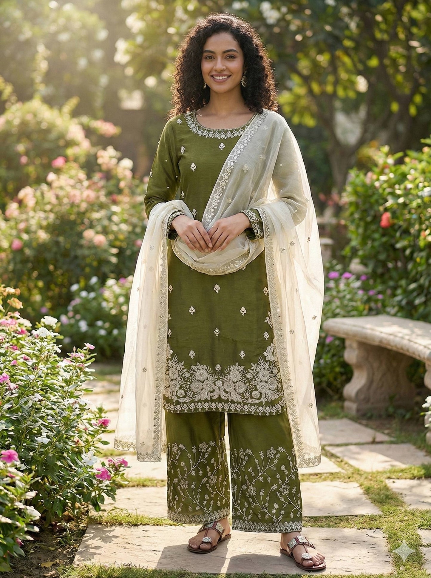 Wedding Wear Sequins Embroidered Designer Palazzo Suit
