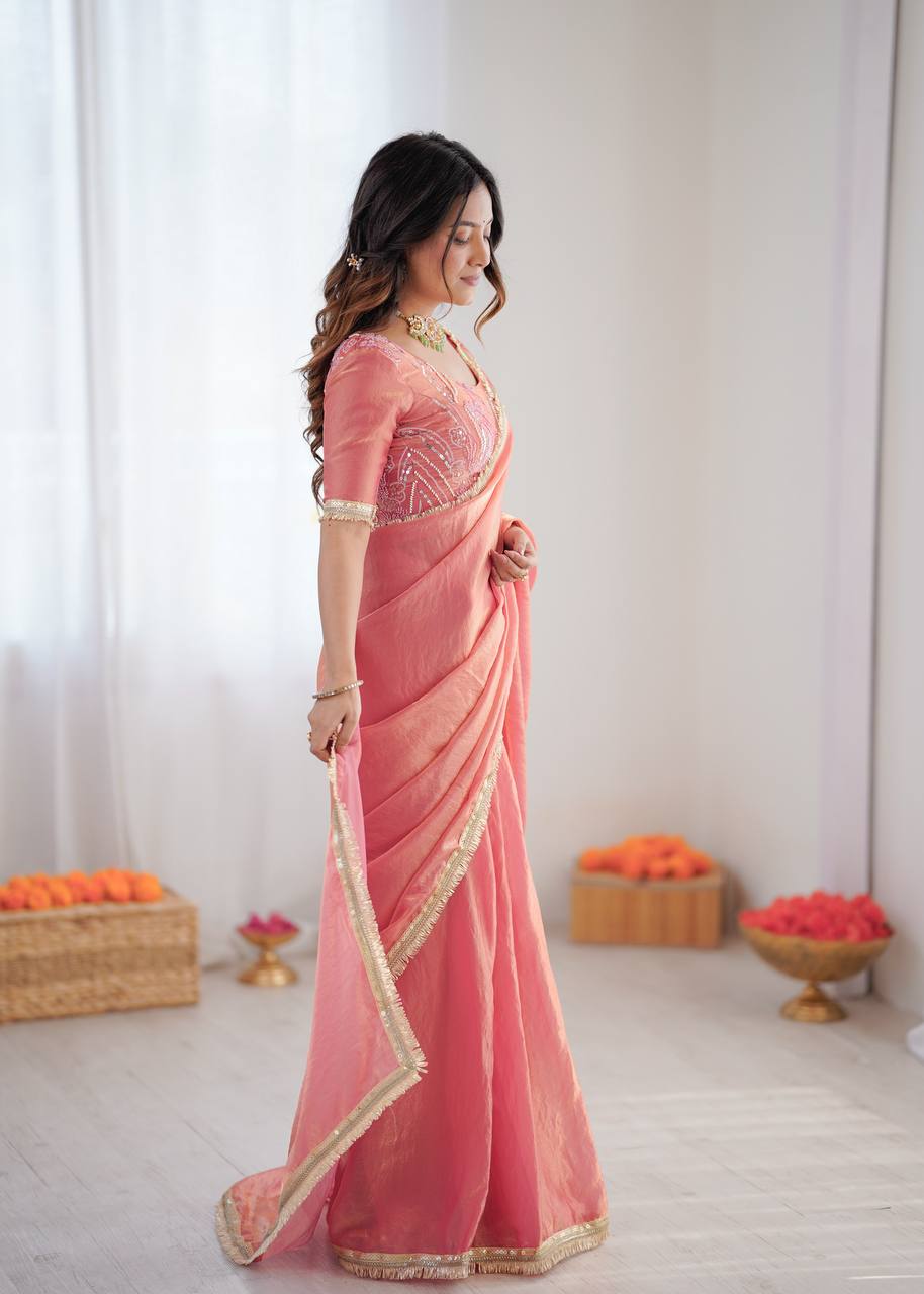 Party Wear Ready To Wear Fendy Silk Saree