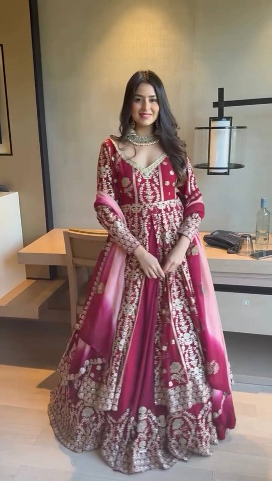 Yankita Kapoor Mulit Color Georgette Thread Work Top With Lehenga Set