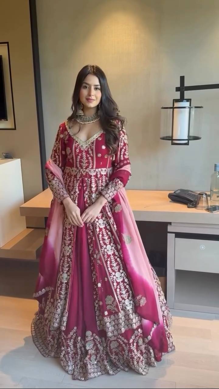 Yankita Kapoor Mulit Color Georgette Thread Work Top With Lehenga Set