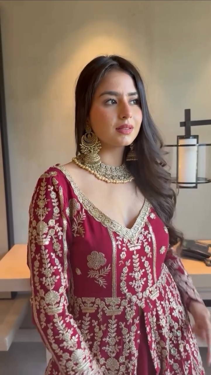 Yankita Kapoor Mulit Color Georgette Thread Work Top With Lehenga Set