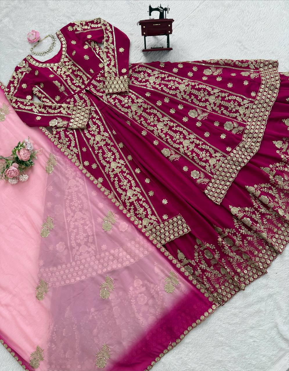 Yankita Kapoor Mulit Color Georgette Thread Work Top With Lehenga Set