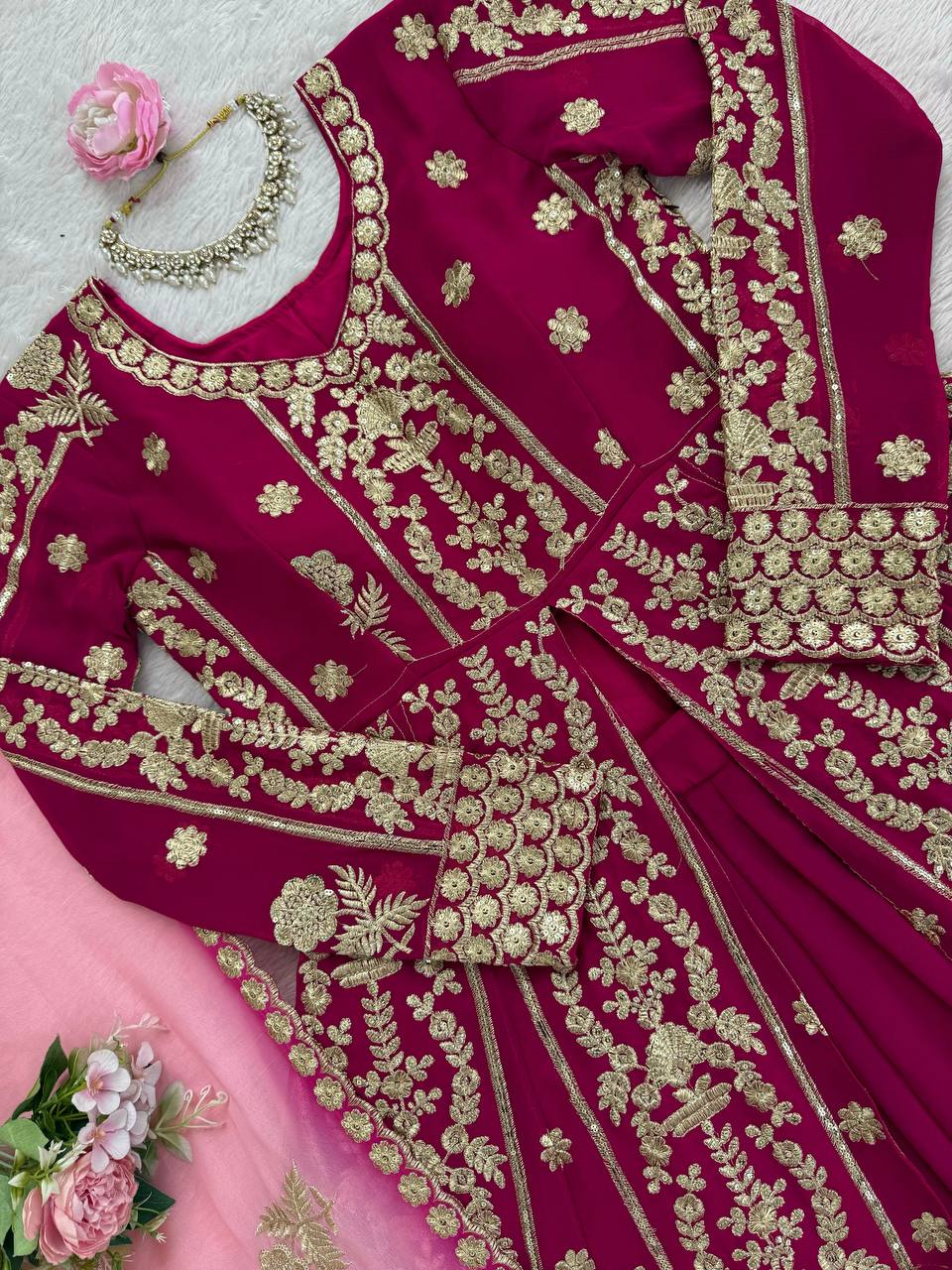 Yankita Kapoor Mulit Color Georgette Thread Work Top With Lehenga Set