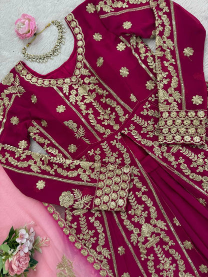 Yankita Kapoor Mulit Color Georgette Thread Work Top With Lehenga Set