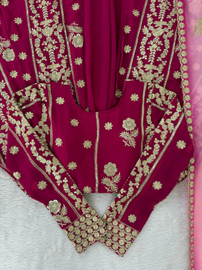 Yankita Kapoor Mulit Color Georgette Thread Work Top With Lehenga Set