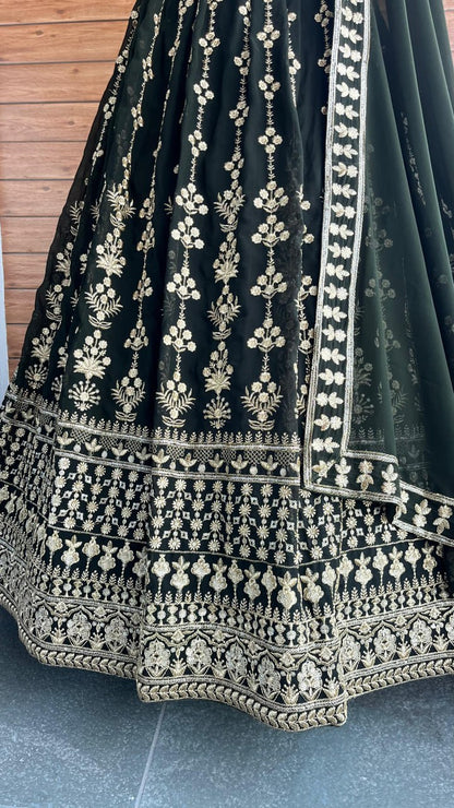 Mehndi Special Green Color Embroidered lehenga Choli