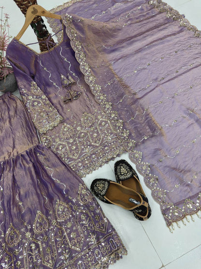 Wedding Wear Satin Fully Stitched Sharara Suit Set