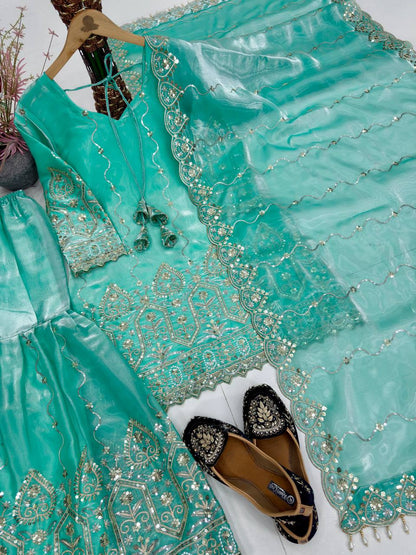 Wedding Wear Satin Fully Stitched Sharara Suit Set