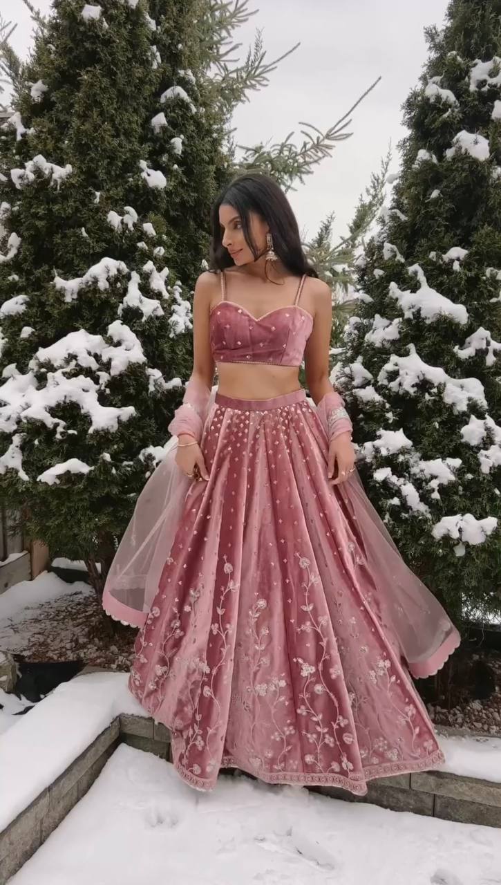 Fancy Wear Pink Color Sequenc Lehenga With Dupatta Set