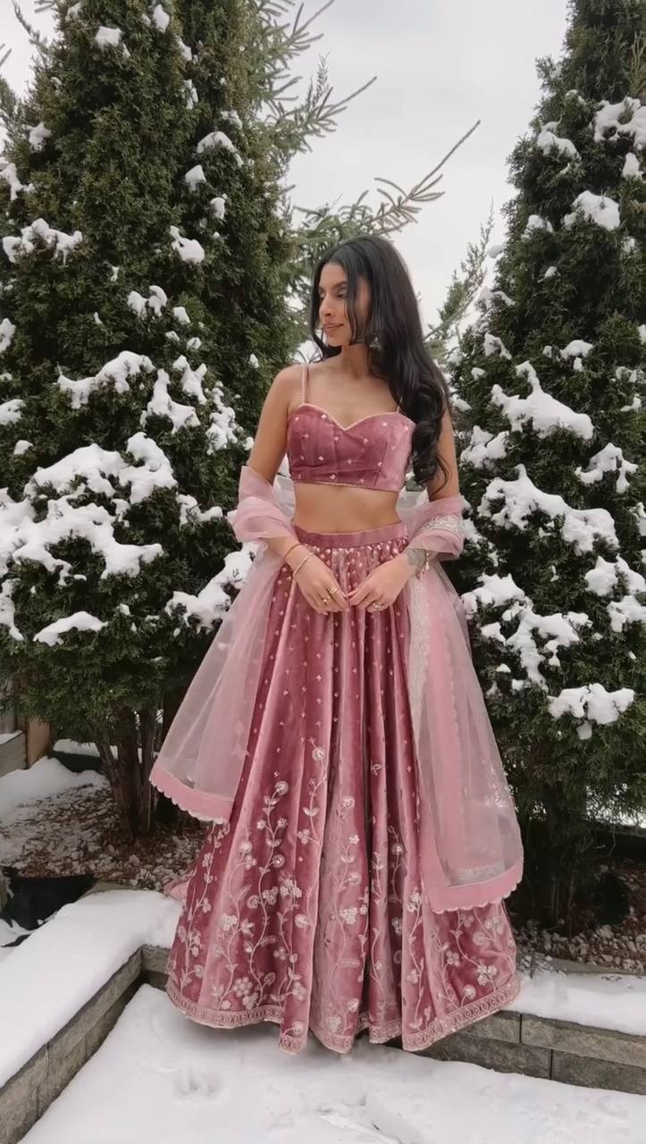 Fancy Wear Pink Color Sequenc Lehenga With Dupatta Set