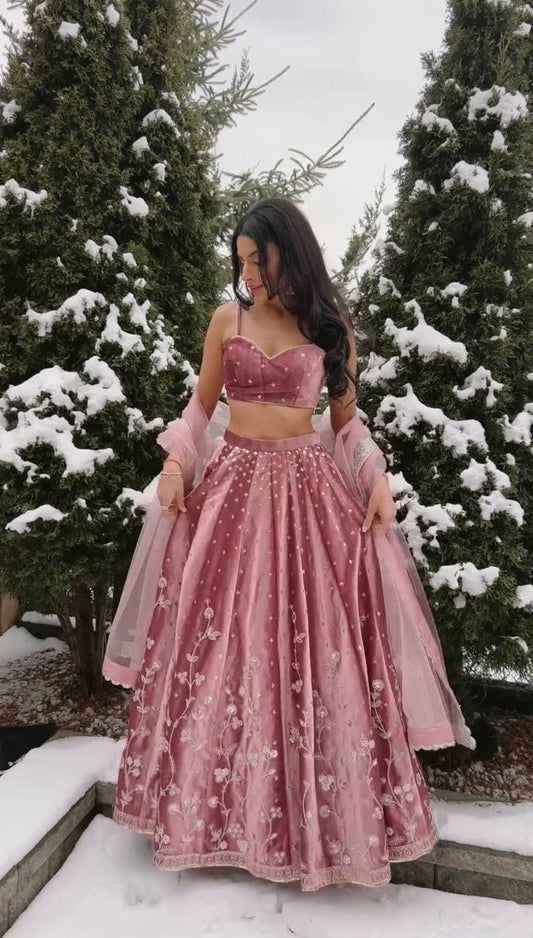 Fancy Wear Pink Color Sequenc Lehenga With Dupatta Set