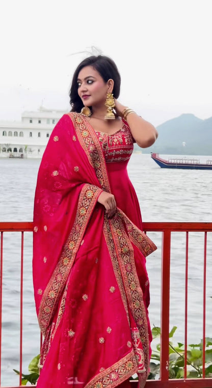 Fancy Pink Color Sequence Embroidered Anarkali Suit With Dupatta