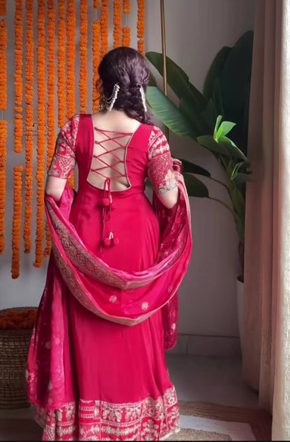 Fancy Pink Color Sequence Embroidered Anarkali Suit With Dupatta
