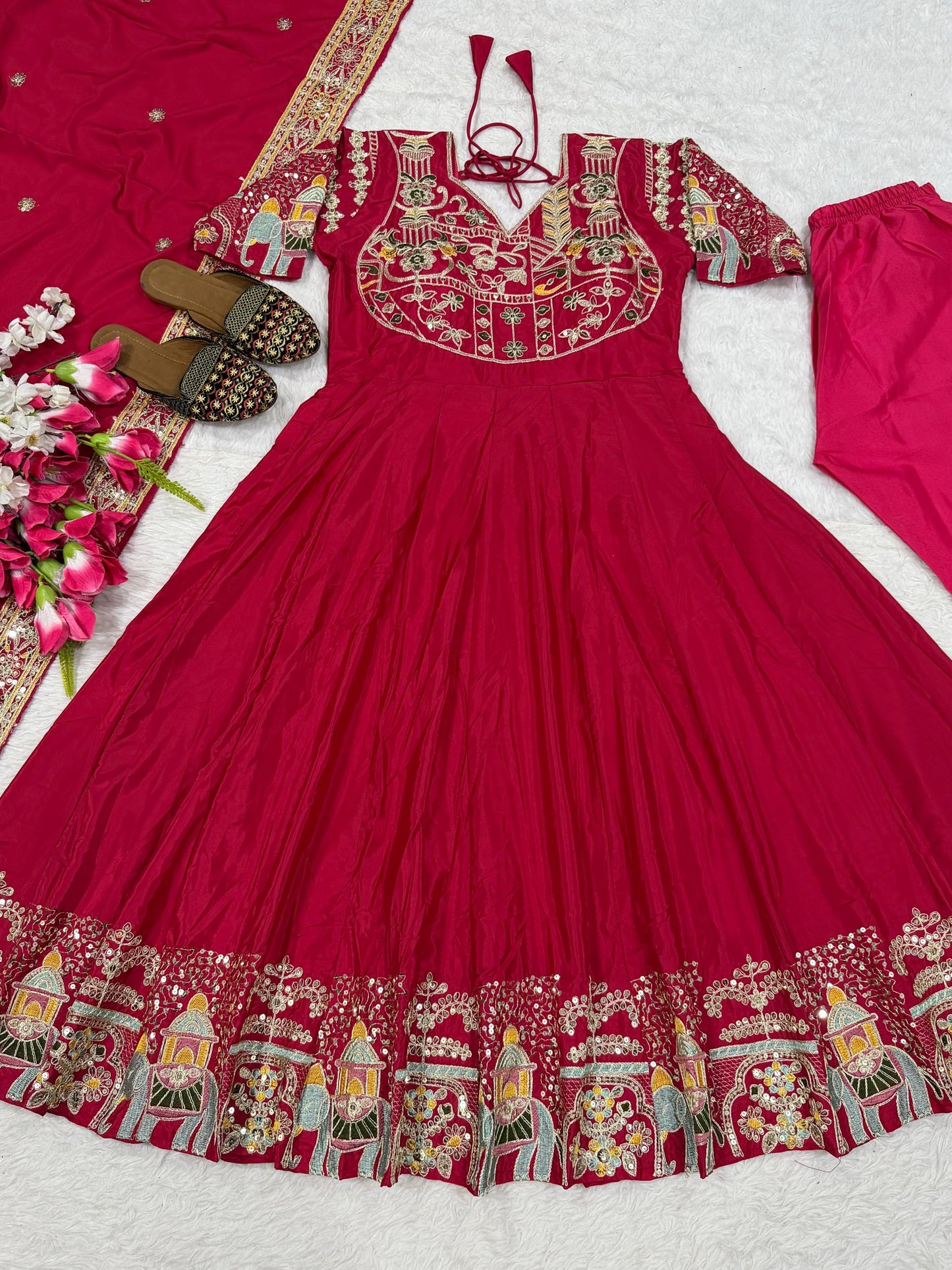Fancy Pink Color Sequence Embroidered Anarkali Suit With Dupatta