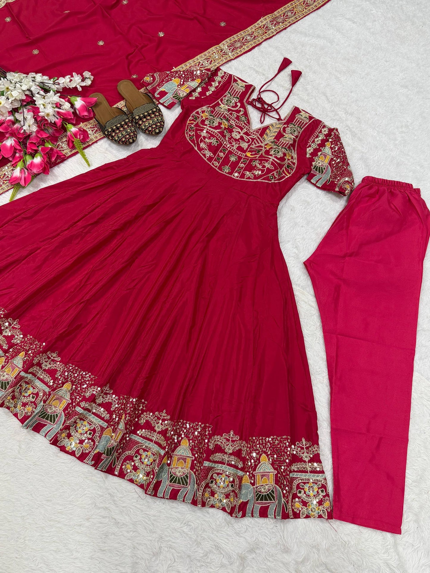 Fancy Pink Color Sequence Embroidered Anarkali Suit With Dupatta