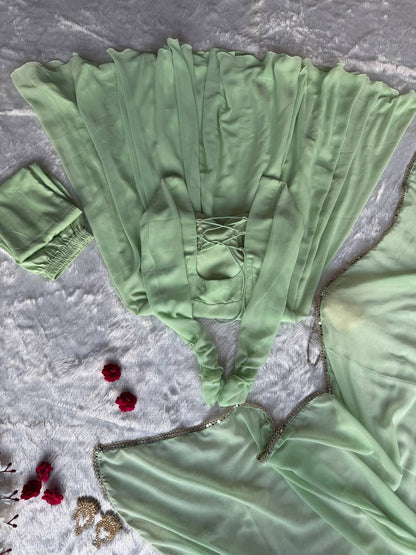 Festive Wear Green Color Georgette Anarkali Suit