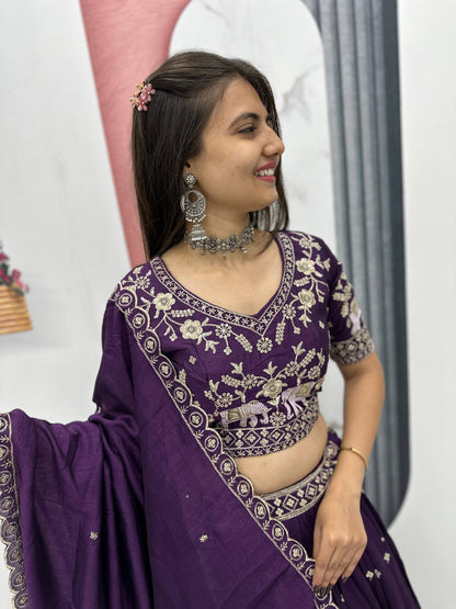 Designer Purple Color Thread And Sequence Work Lehenga Choli Set