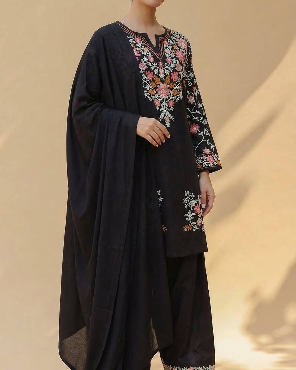 Traditional Wear Black Color Plazzo Suit With Dupatta