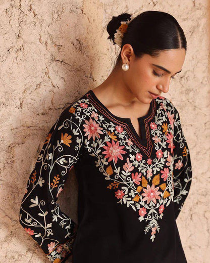 Traditional Wear Black Color Plazzo Suit With Dupatta